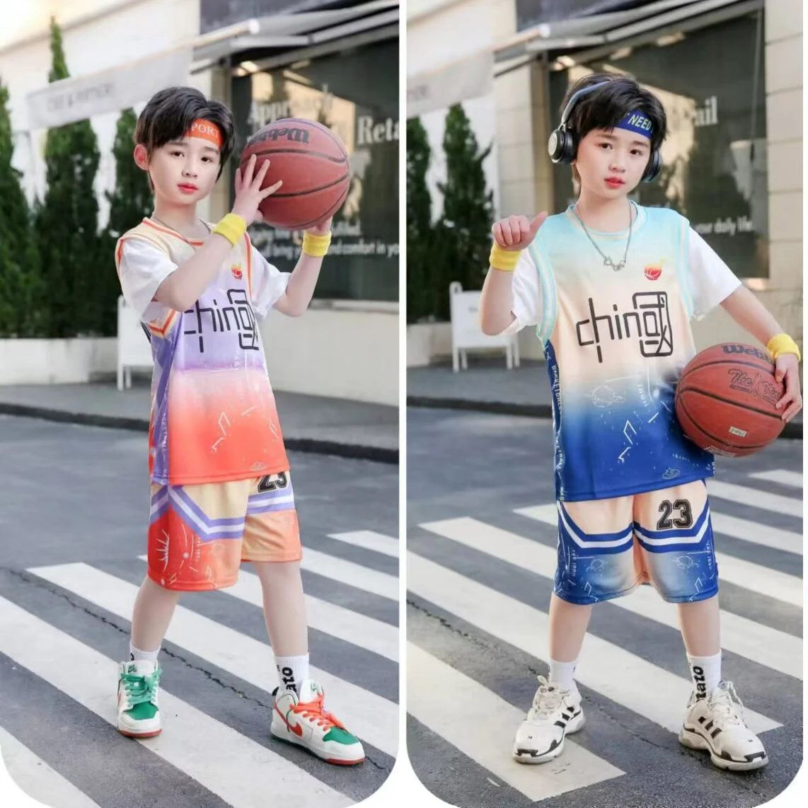 Kids Basketball Jersey Suits Quick-drying Fashionable Children Team Training Uniform Boy and Girls Shirt Sportswear Clothings
