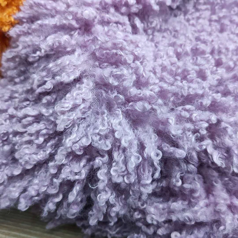 Purple 2cm Long Hair Imitation Beach Wool Small Curly Lamb Volume Plush Garment Fur Fabric Newborn Baby Photography Props