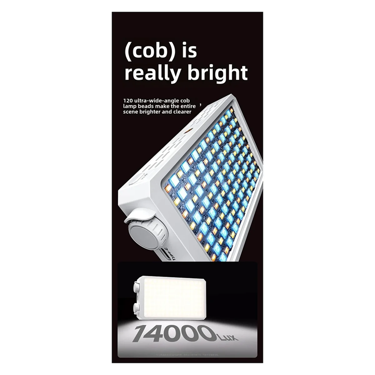 AB51 Portable LED Video Light 40W Mini Small Portable Fill Light with Built-in Rechargeable Battery, Can Charge Mobile Phone
