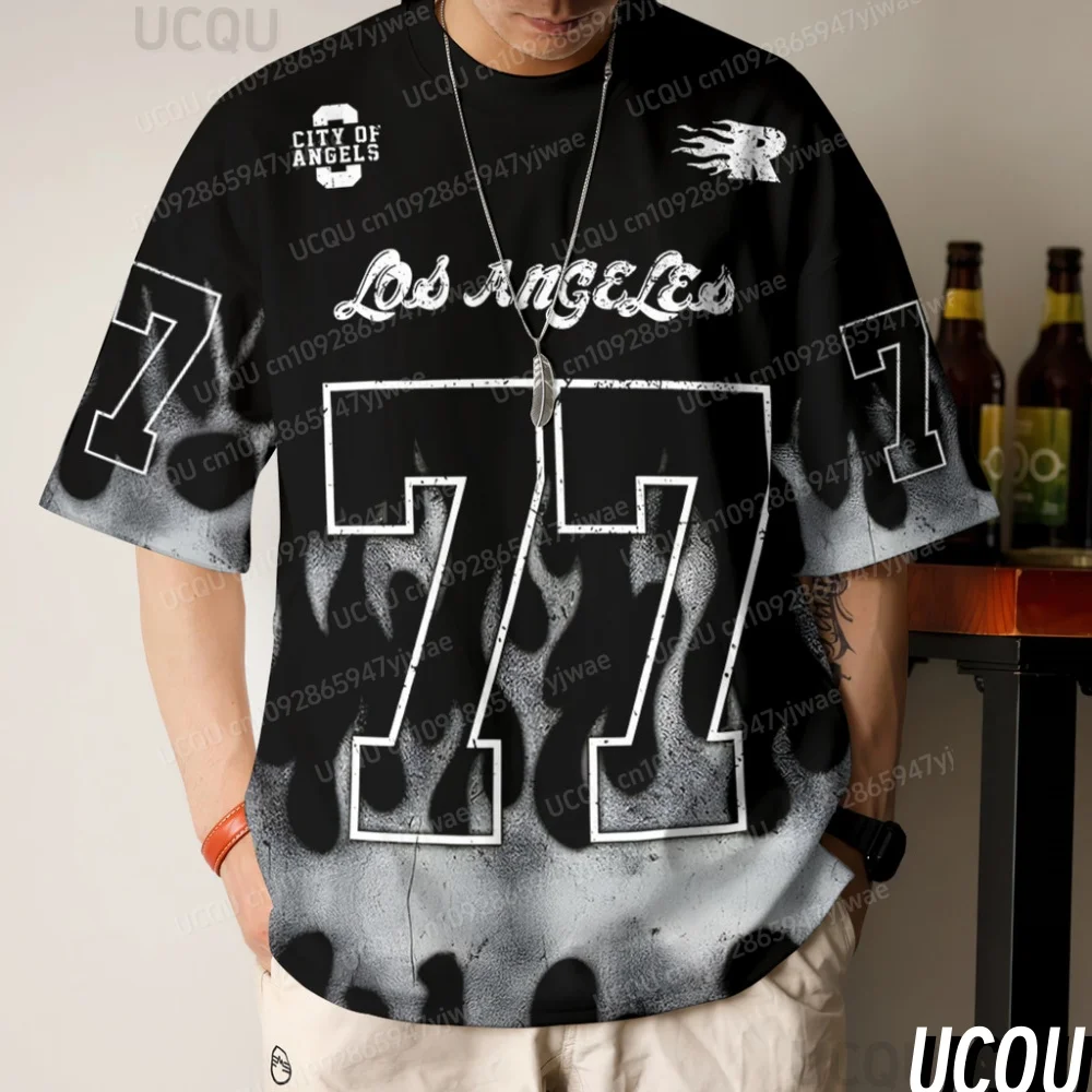 

Мужская футболка из полиэстера с принтом в стиле ретро, номер 77, мужская футболка с коротким рукавом, большие размеры, винтажные легкие трикотажные футболки, мужская одежда