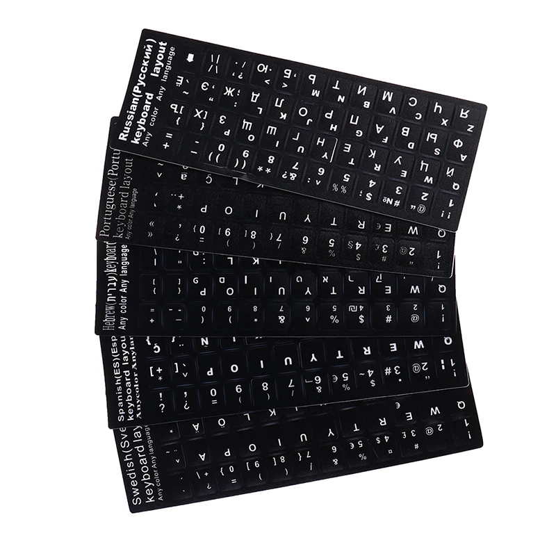 Russian Spanish Portuguese Hebrew Sweden Keyboard Stickers Letter Alphabet Layout Sticker For Laptop Desktop PC Keyboard Covers