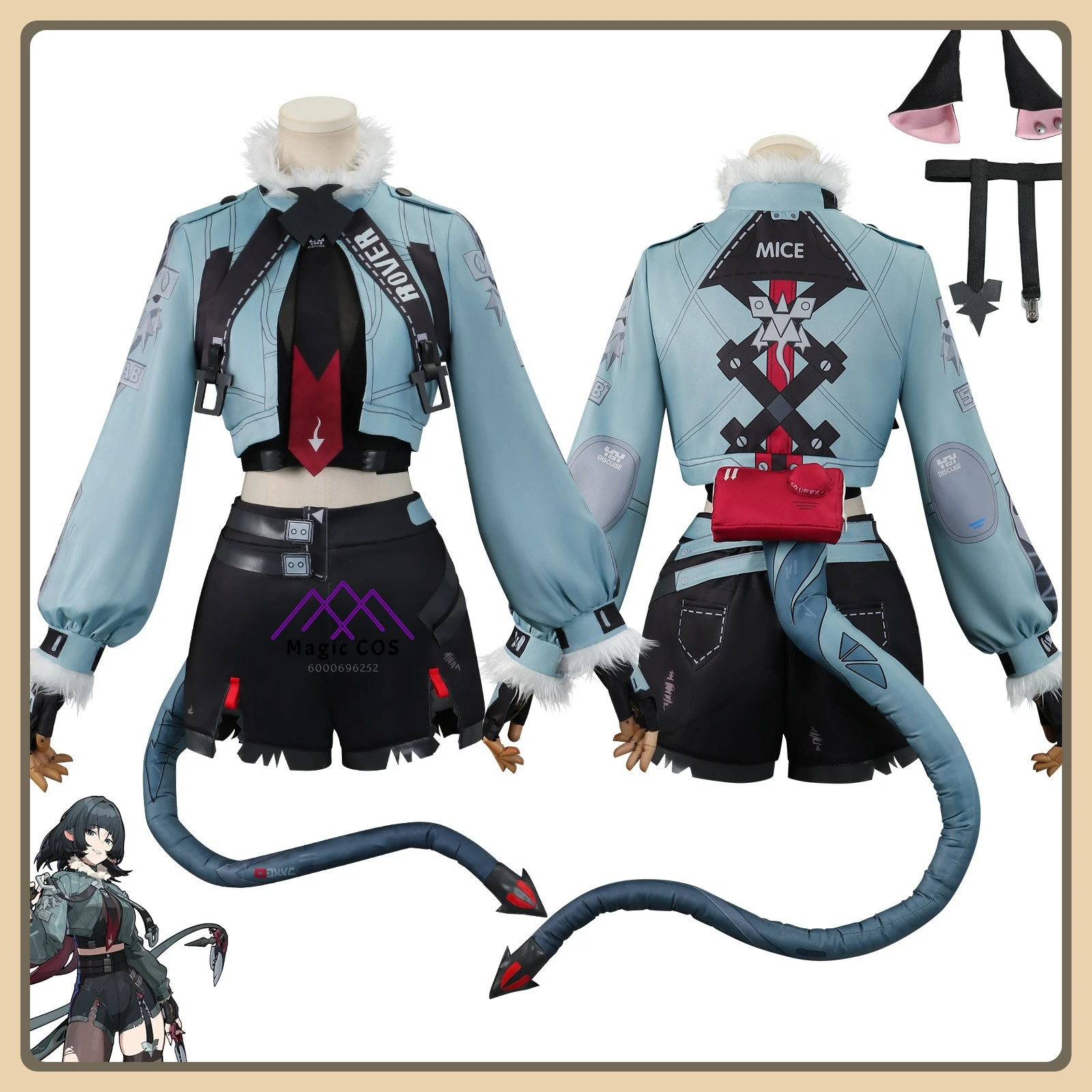 

Hot Jandu Cosplay Costume (Mysterious Detective Style) Ripped Stockings Black Suit Full Set High Quality Anime Clothes (Female)