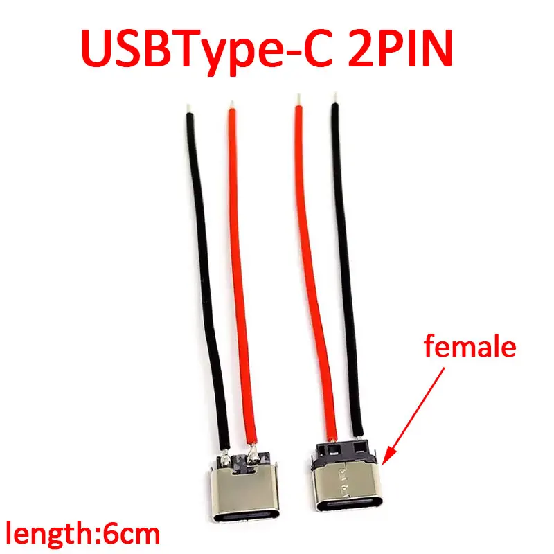 

2Pin Type C USB Welding Wire female Connector Straight For Mobile Phone Charging Port Charging Socket Fast charging