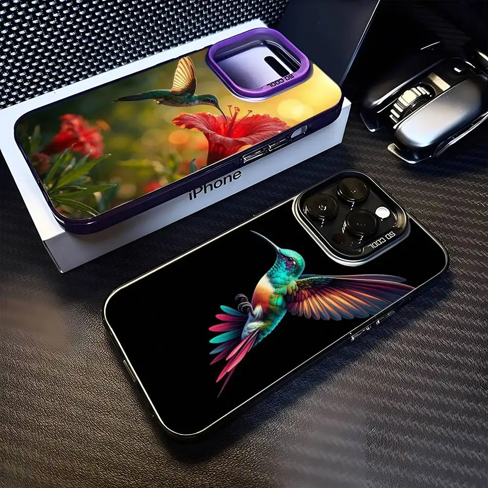 

Hummingbird Phone Case For iPhone 16,15,14,13,12,11,Mini,Pro,MAX Black Matte Shockproof Cover