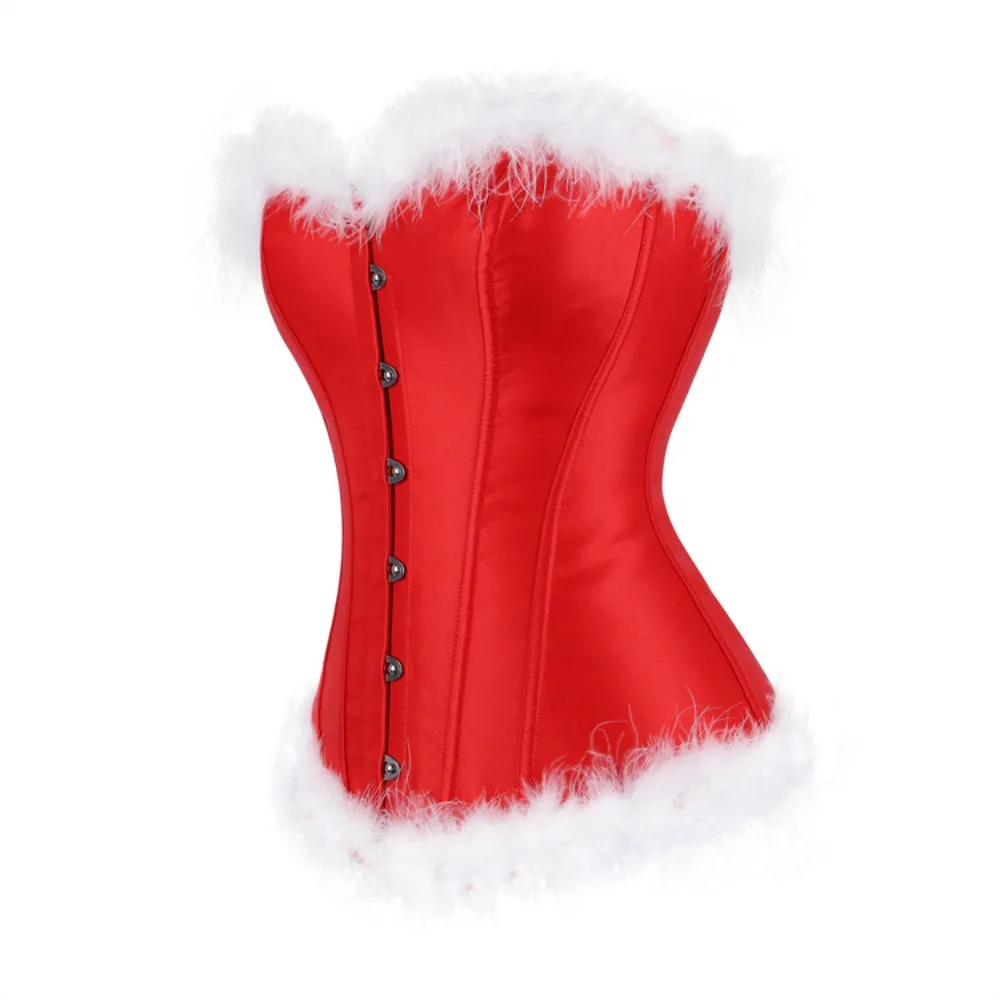 Corsé de Encaje con Cordones para Mujer, Lencería, Body, Top, Disfraz Sexy de Mamá Noel