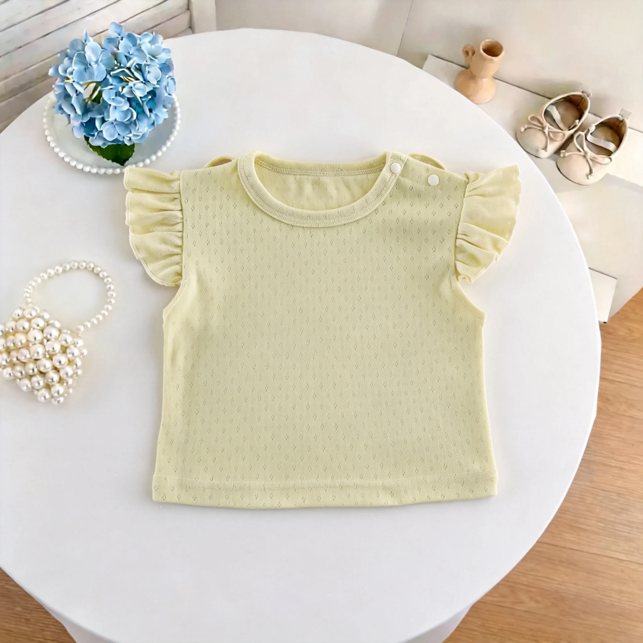 Korean Version of the Latest Summer Style Short-Sleeved Baby Girls' Trendy Flared T-Shirt