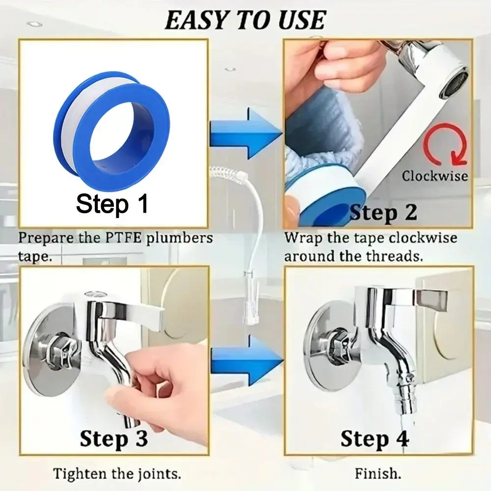 5/10 قطعة المواد اللاصقة PTFE أشرطة الختم خالية من الزيت ختم الموضوع شريط عازل أنابيب المياه أشرطة السباكة إصلاح