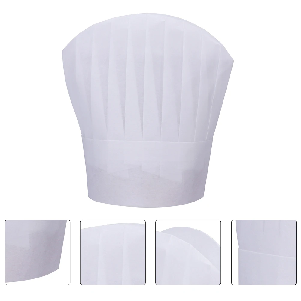 6Pcs Disposable Chef Hats Premium Non-Woven Cooking Hat for Kitchen Restaurant Bbq Baking Grilling Uniform Accessory
