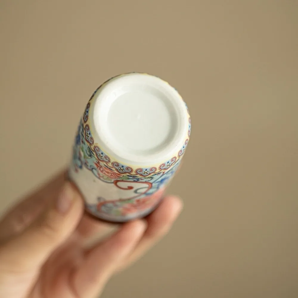 Ceramic Flower Enamel Tea Canister Chinese Style Mini Empty Tea Tin Can Versatile Portable Tea Packaging Box