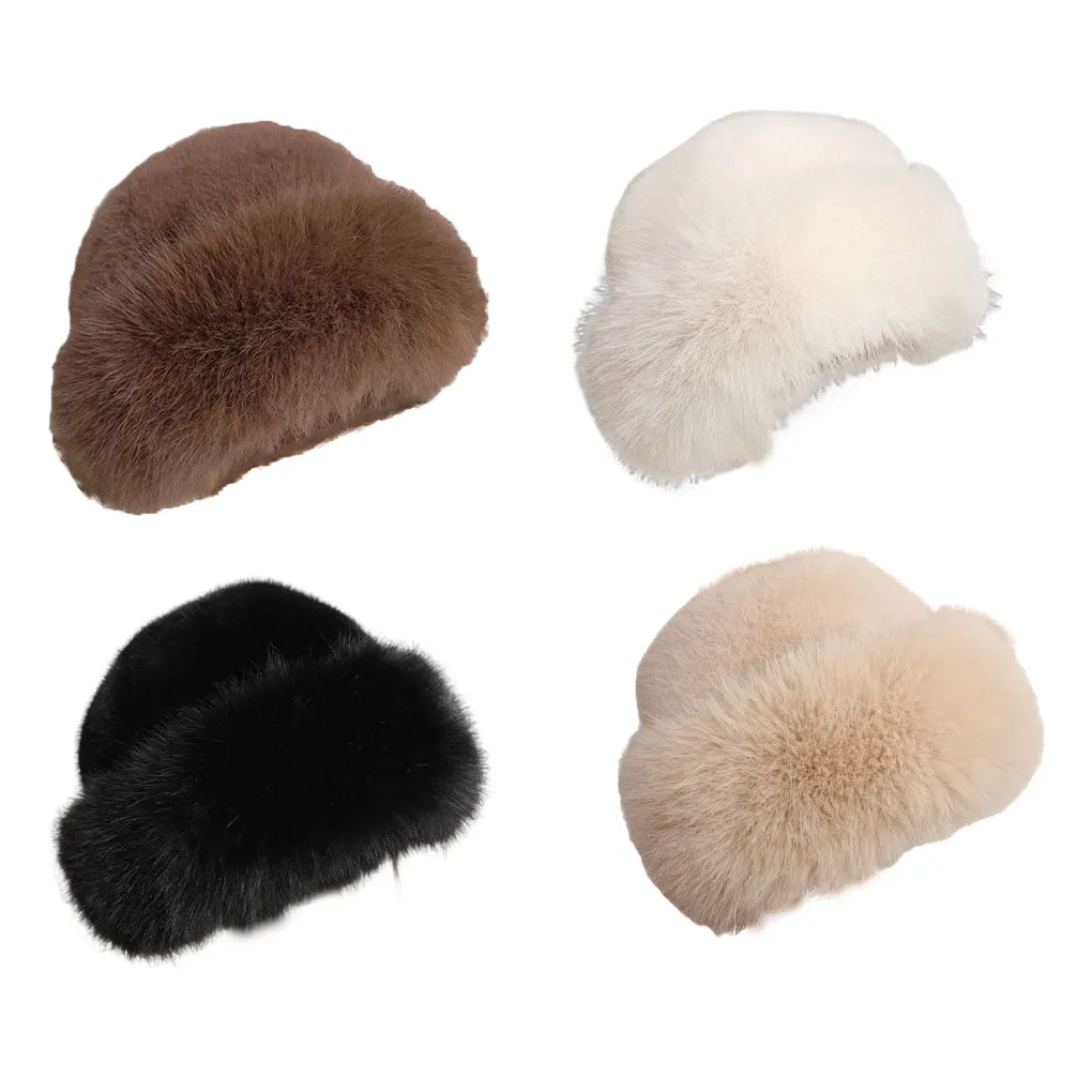 Novo chapéu de balde de pele fofa para mulheres chapéu de pescador de pelúcia quente chapéu de inverno feminino engrossar frio neve dia panamá boné presentes de natal