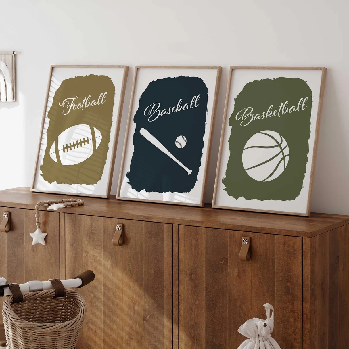 

3pcs Modern,Cartoon Sports Ball Trio Wall Art Print Canvas Painting Poster Picture For Living Room,Bedroom,Kids Room Home Decor