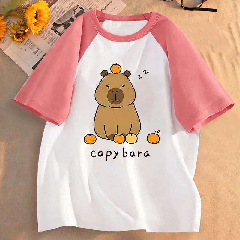 Cartoon Trendy Capybara T Shirts Kids Children's T-shirt Boys Girls Short Sleeve Summer Spring Casual Top Tee Shirt