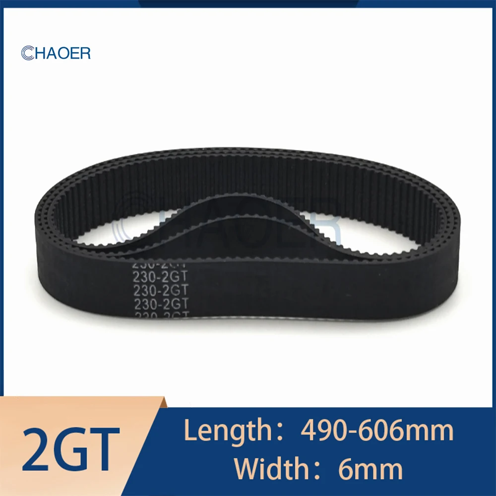 Fechar Loop Synchronous Belt, correia dentada, aplicável para impressora 3D, Rubber Drive Belt, comprimento 490-606mm, 6mm, Pitch, 2GT