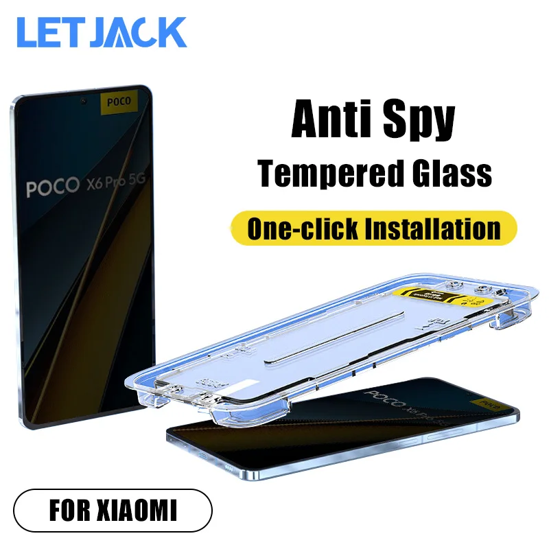 

2Pcs One-click Installation Privacy Screen Protectors For Xiaomi Poco X6 X5 X4 X3 NFC X3 GT Black Shark 5 4 Pro Anti-spy Glass