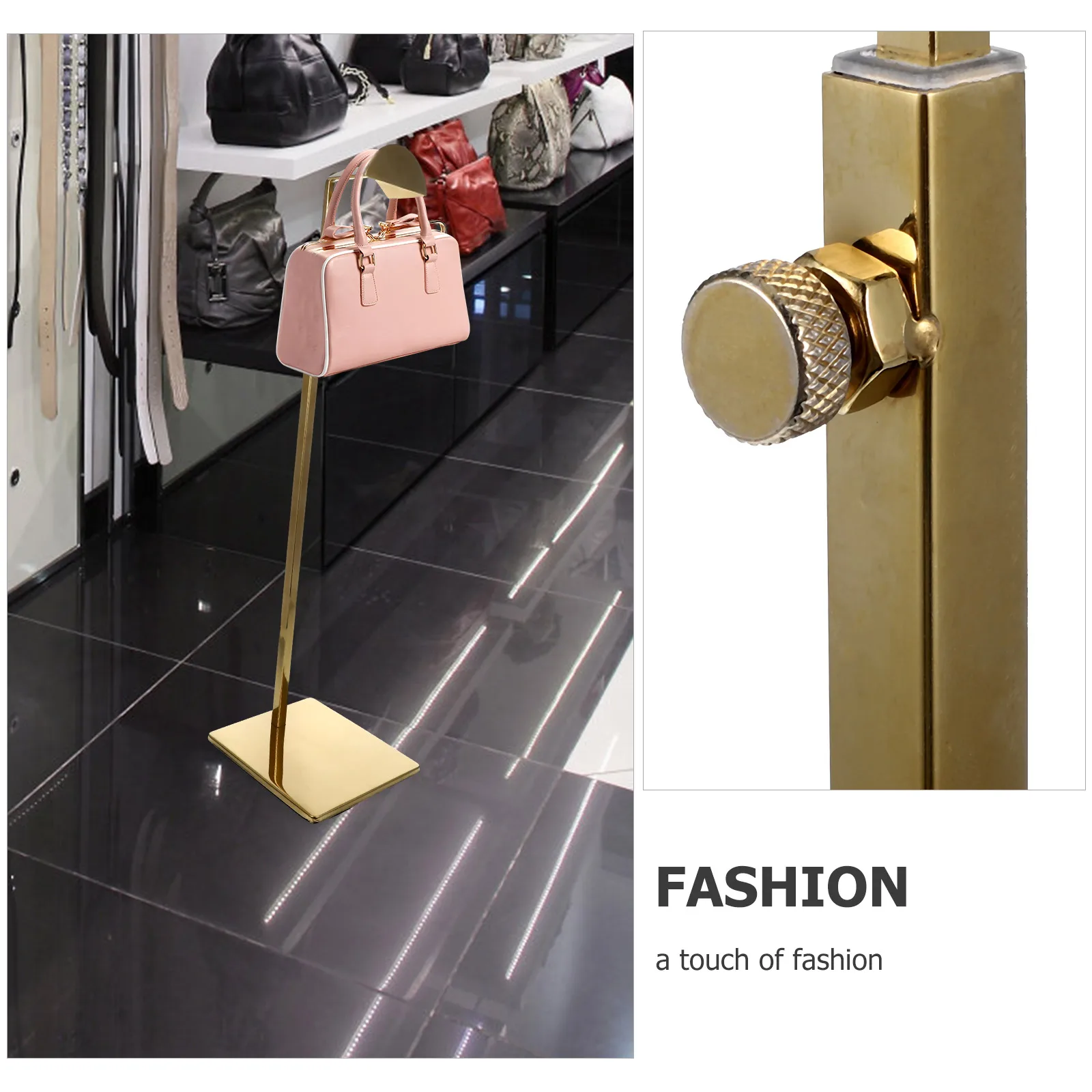 

Stainless Steel Bag Display Rack Handbag Stand Holder Closet Purse Hangers Multi functional Thick Base Adjustable Wardrobe