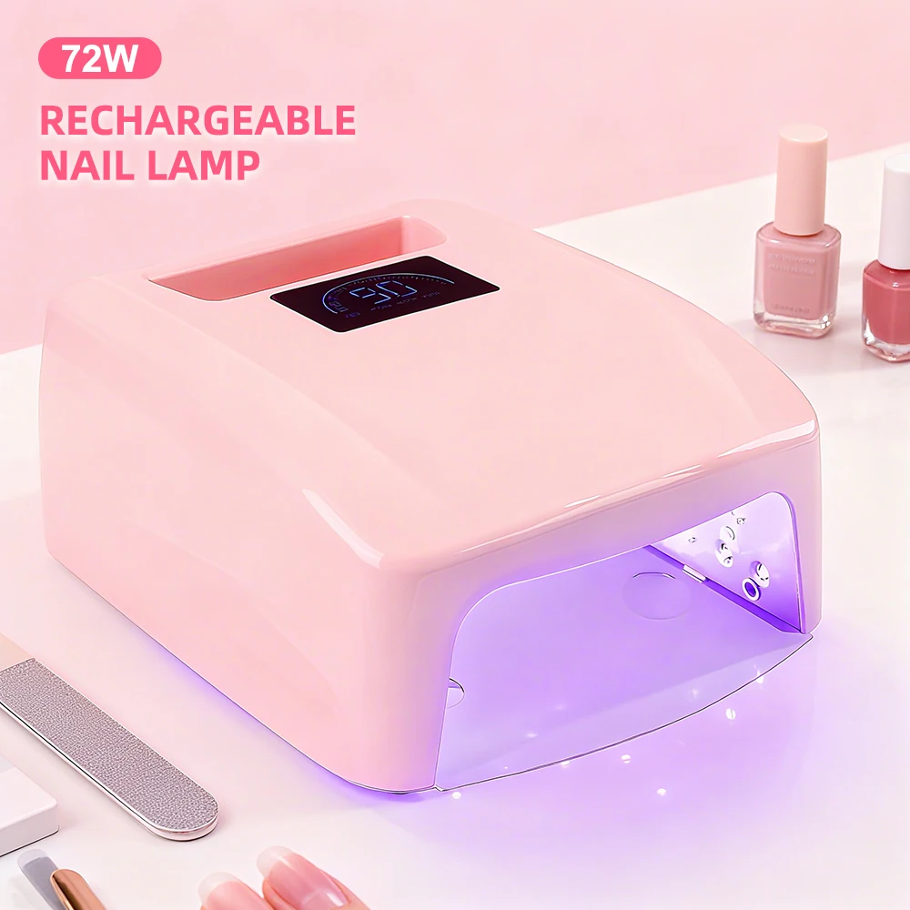 

Профессиональная 4 таймера, 48 бусин, 72 Вт, высокая мощность, быстрая сушилка для ногтей, перезаряжаемая беспроводная светодиодная УФ-лампа для ногтей