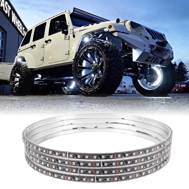 Single Side Waterproof Car 14Inch Wheel Light Includes Music Synchronization Chasing Rgb Wheel Lights for Trucks