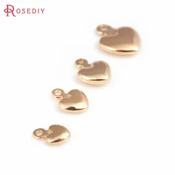 20PCS 4.5x6.5MM 5.5x7.5MM 7x9MM 9x11MM High Quality 18K Gold Color Brass Heart Charms Pendants Diy Jewelry Making Accessories