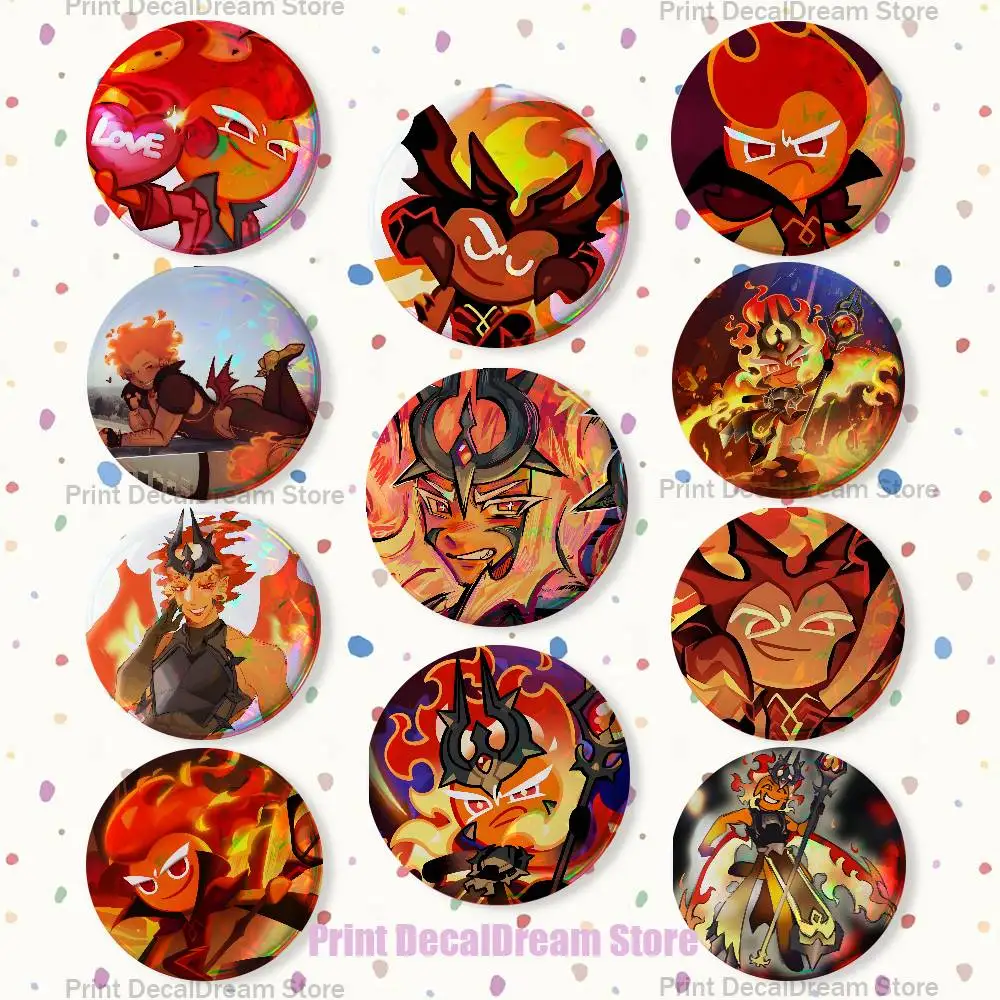 Fire S-Spirit Cookie Run Enamel Pins Funny Cartoon Characters Badge Fashion Jewelry Accessories Round Snap-in Brooch on Backpack