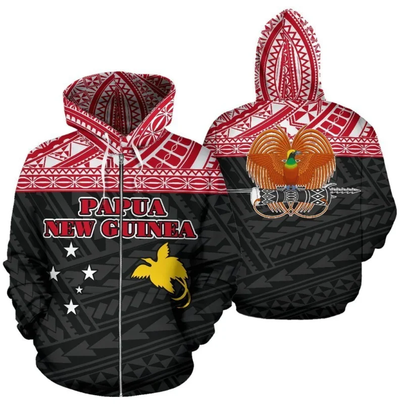 3d Country Flag Papua Nieuwe Guinea Grafische Hoodie Pullover Casual Hoodies Jas Met Ritssluiting Voor Heren Oversized Retro Tattoo Hoodie