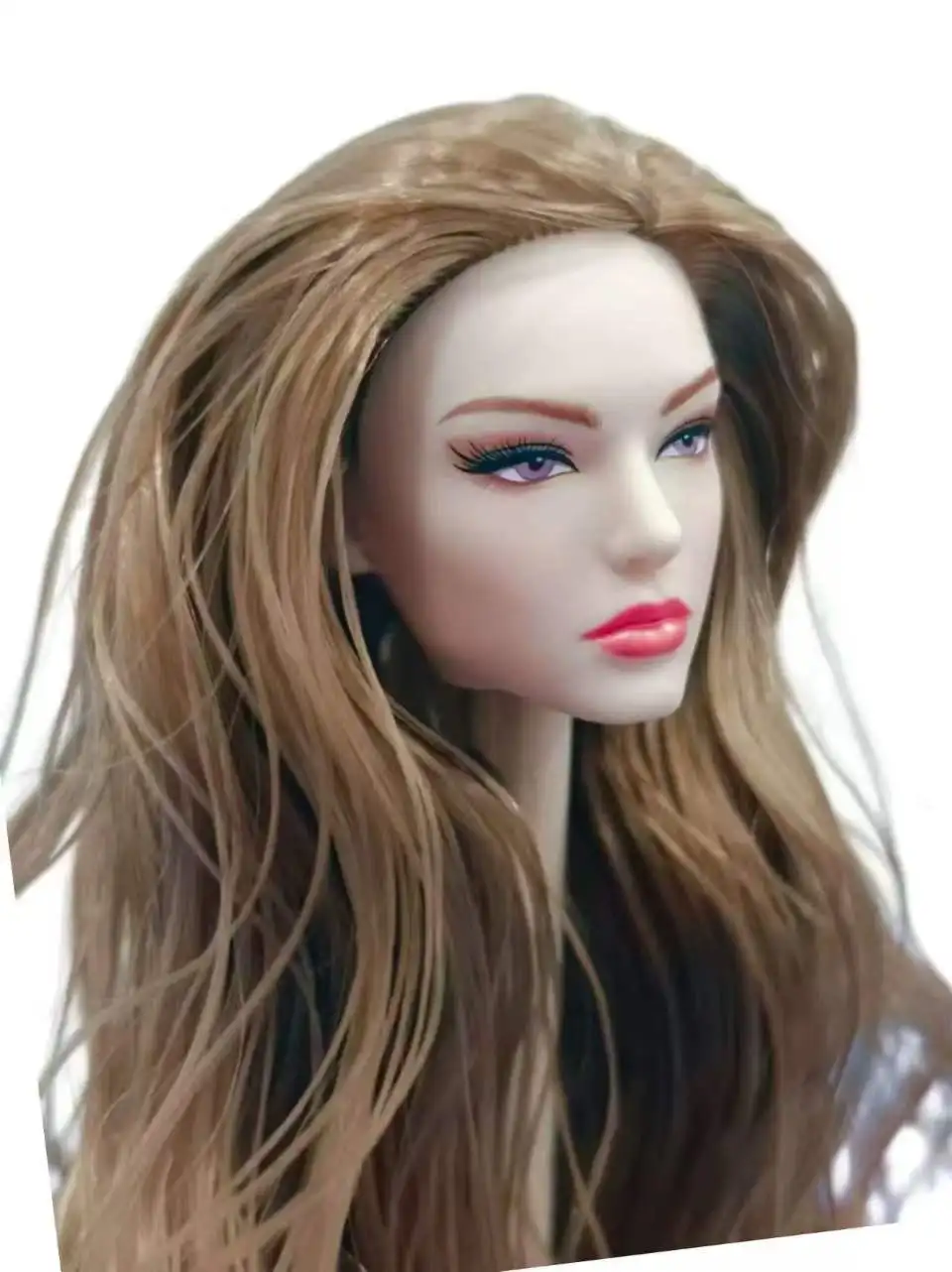 1/6 Scale Collectible Supermodel Heads with Multi Hair Colors Styles Optional Curly Straight Hair Doll for Customization