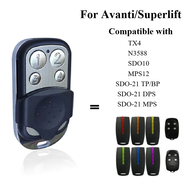 Substituição do controle remoto para porta e portão da garagem, Avanti Superlift TX4, 433.92MHz