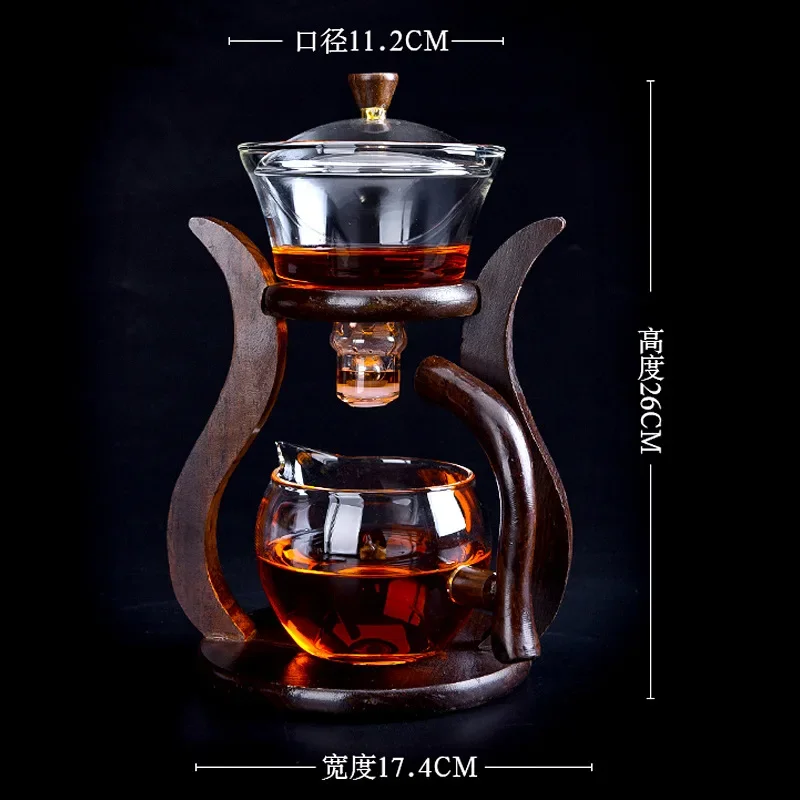 HeatResistant Glass Tea Set Magnetic Water Diversion Rotating Cover Bowl Semi-Automatic Tea Maker Lazy Kungfu Drip TeaPot