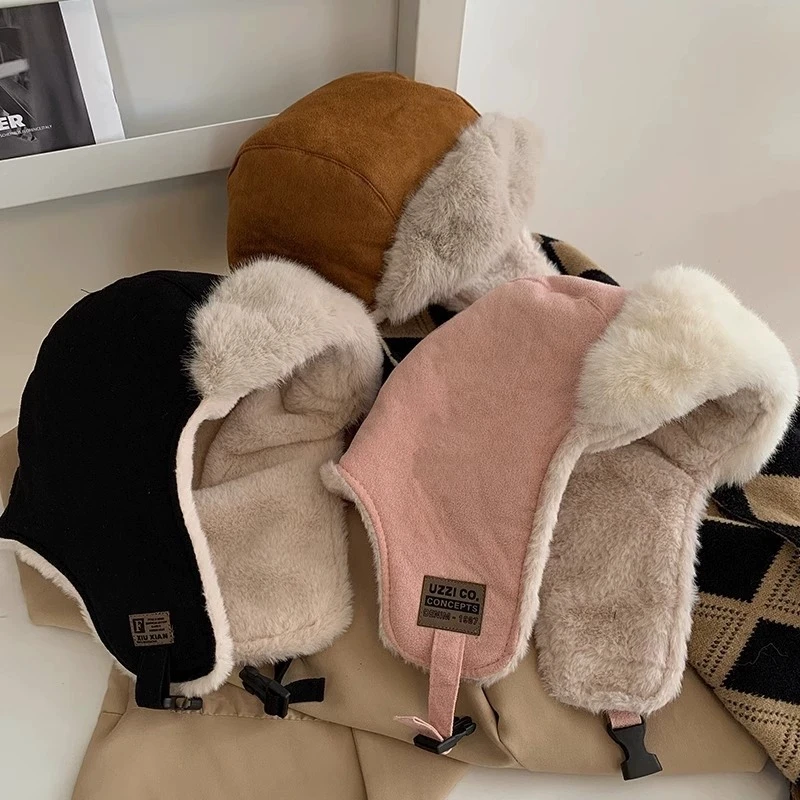 New Anti-cold Warm Bomber Hats Ear Protection Chinese Lei Feng Cap .Cute Fall and Winter Cycling Windproof Ushanka Hat