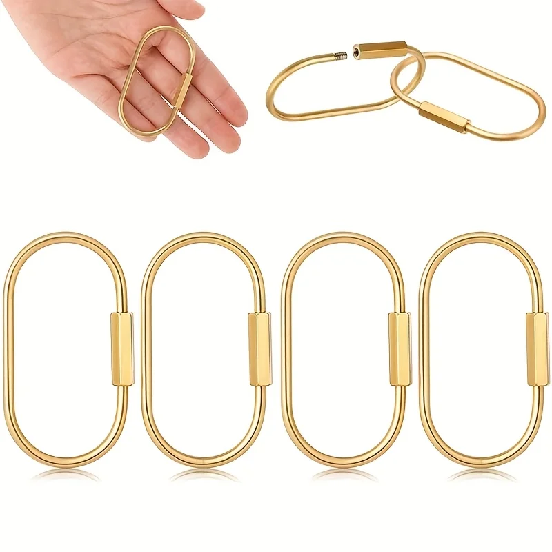 Golden Brass Key Rings with Screw Lock Clips - Keychain Organizer for Handbags, Purses, Keys - Durable Bag Charms for Outdoor