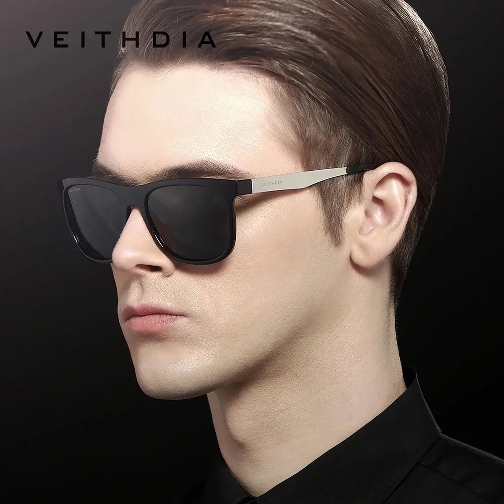 VEITHDIA Sunglasses Square Retro Vintage Polarized UV400 Lens Eyewear Sun Glasses For Men/Women 6110 -Stainless Steel + TR90