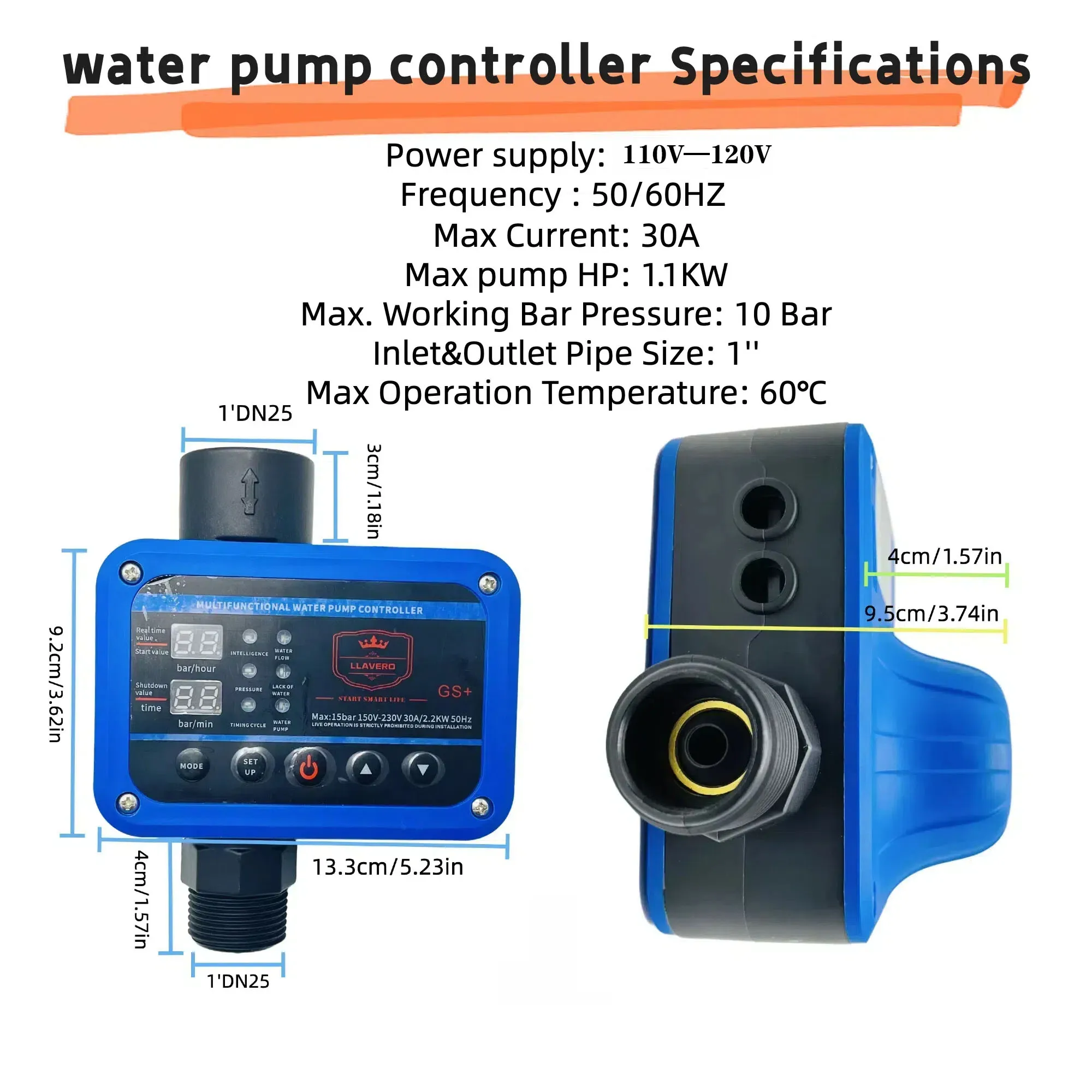 Automatic intelligent adaptive water pump Pressure Switch Electronic controller for water pump Well Pump Self priming pump  110V