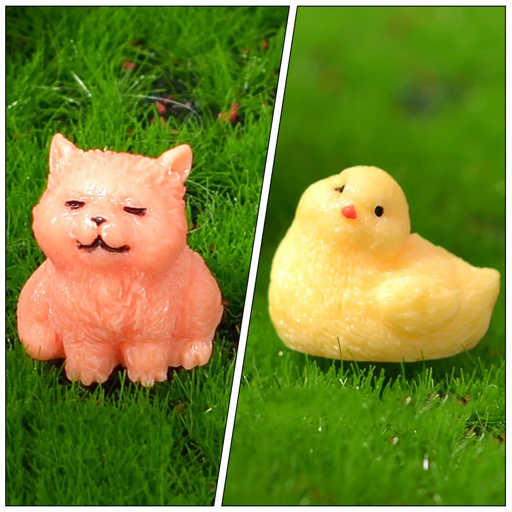 

14pcs Mini Animal Ornaments Resin Figurines Tiny Statues Decor House Garden Micro Landscaping Accessories