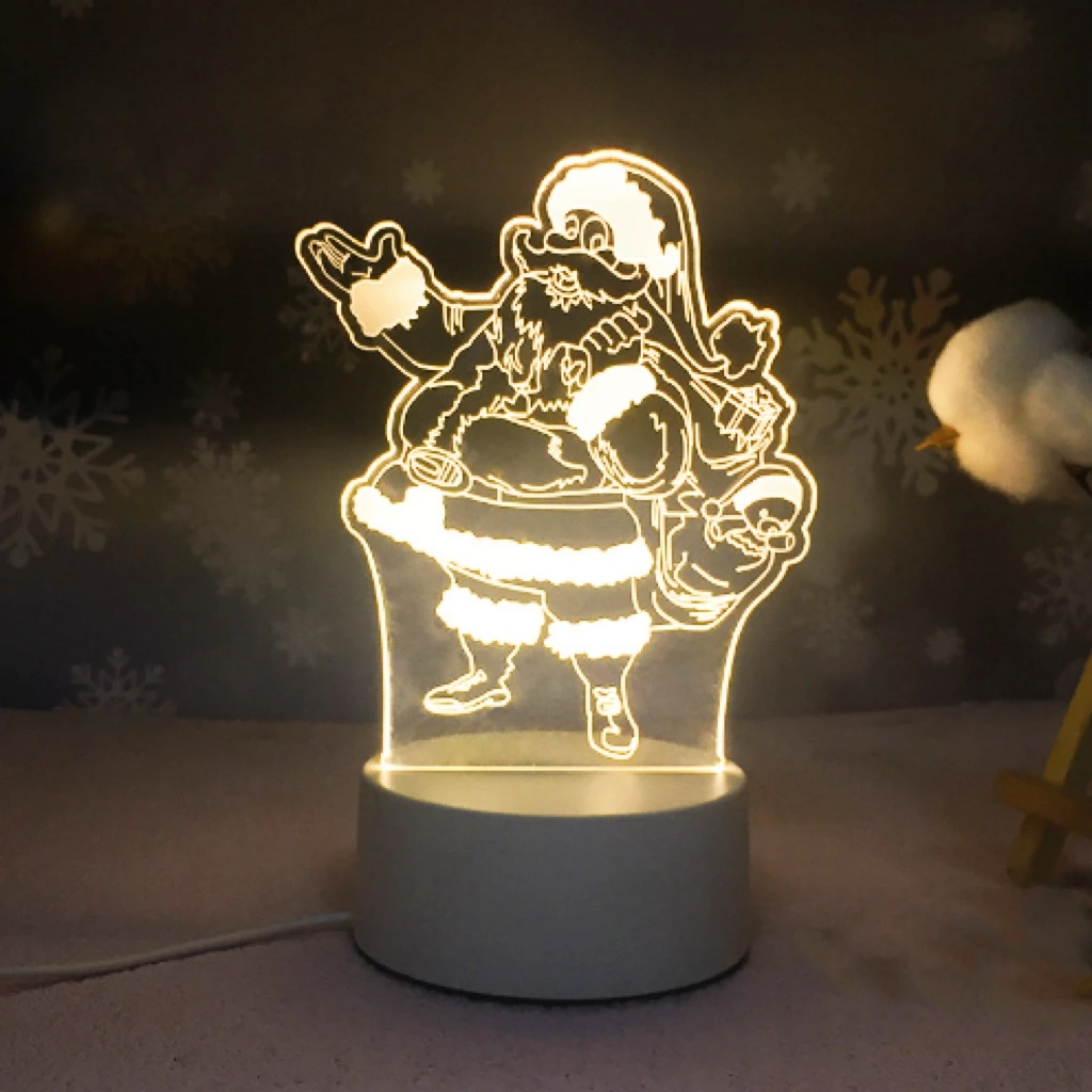 Babbo natale acrilico 3D LED nightlight lampada da comodino cavallo romantico decorazioni per la casa atmosfera regalo di natale