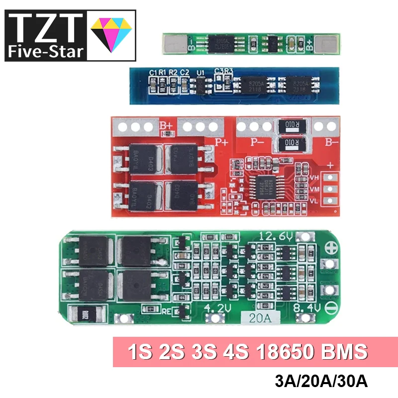 1S 2S 3S 4S 3A 20A 30A Li-ion Lithium Battery 18650 Charger PCB BMS Protection Board For Drill Motor Lipo Cell Module