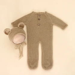 Footed Newborn Romper Baby Photography Props Bear Newborn Photography Outfit Animal Baby Boy Costume Photo Shoot Accessories