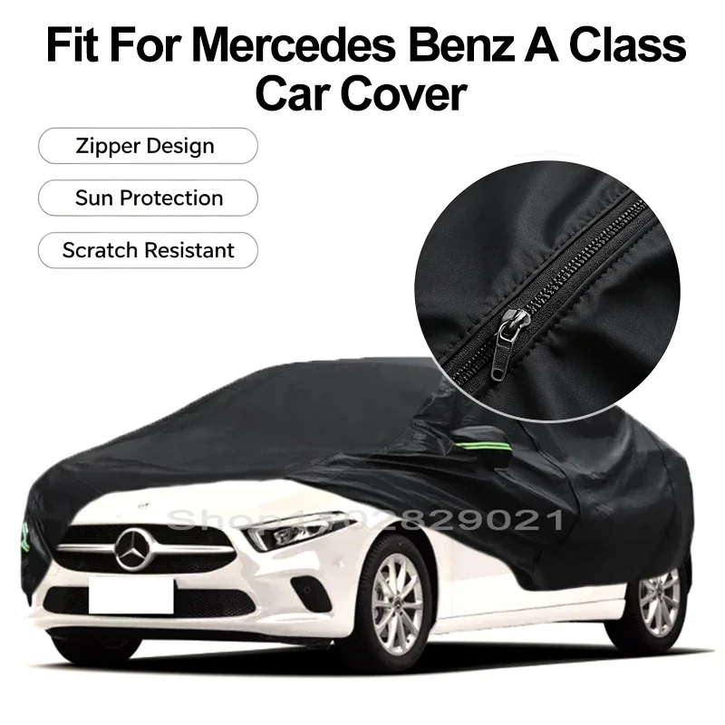 Zipper Door Waterproof Car Cover For Mercedes Benz A Class (W168 W169 W176 W177) Windproof Dustproof UV Protection Auto Protecto