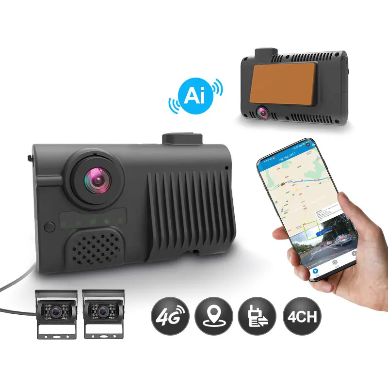 

360 Car Camera System Mobile Dvr 4G Mdvr Adas Car Dashcam 3 Channel Dash Cam Dash Car Camera With Sim Card 4G Lte