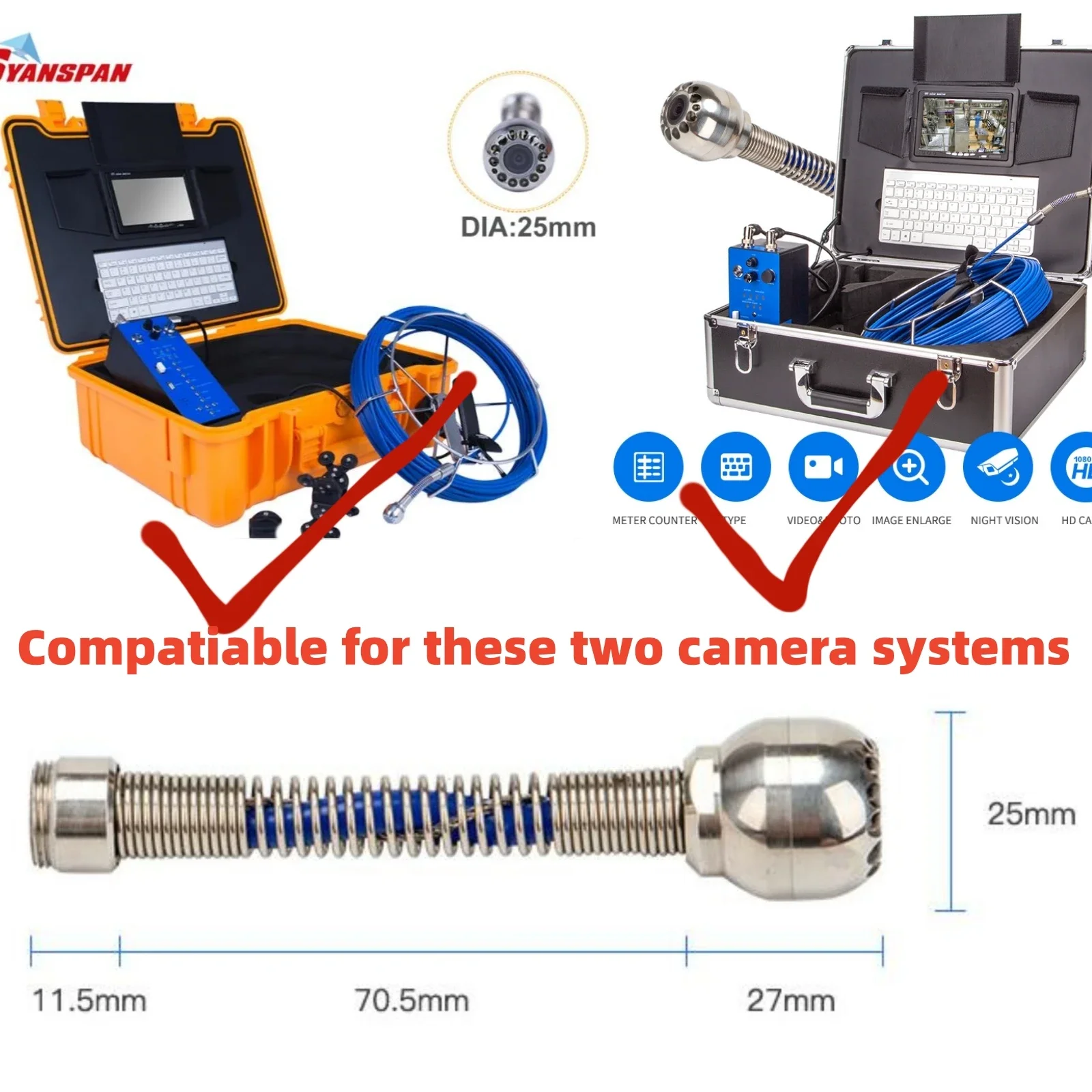Pijp Inspectie Camera En Afvoer Riool Pijpleiding Industriële Endoscoop