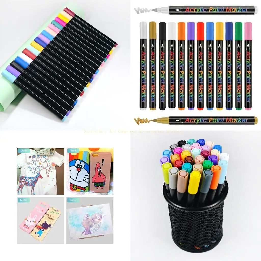 12 Colors Quick-drying Graffiti Pens Acrylic Paint Markers Journal Planner Pens