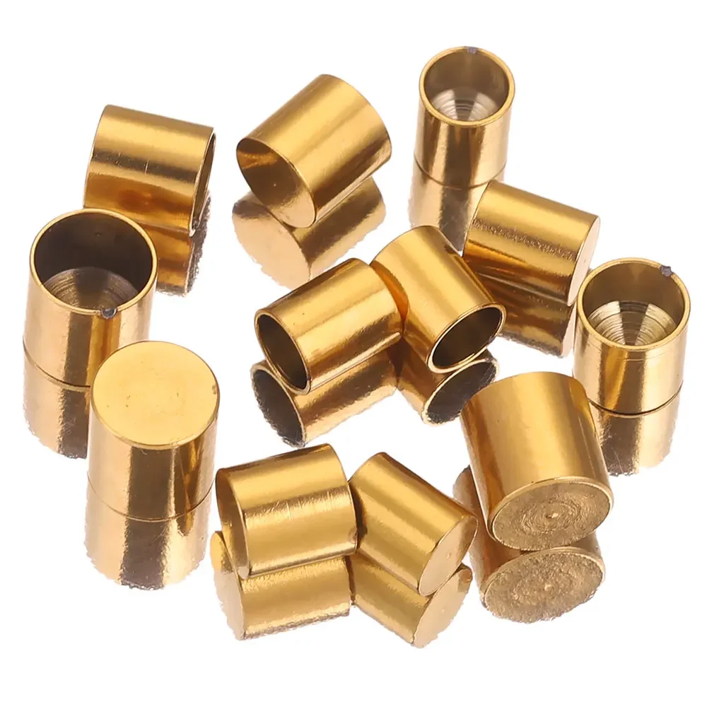 10pcs chiusura con cordino in pelle in acciaio inossidabile tappi terminali con punta a crimpare in oro per connettori per bracciali per collana