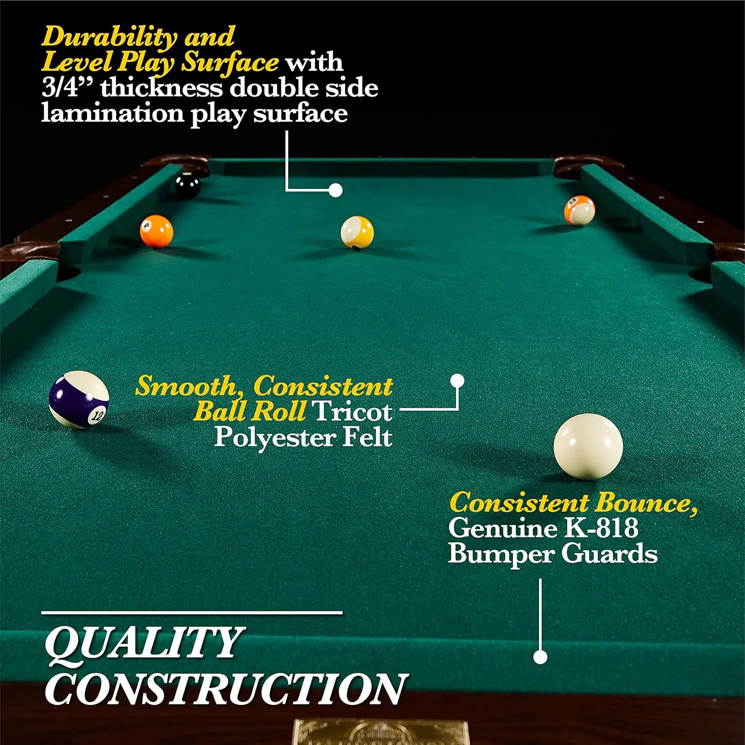 Multiple Styles Pool Table, Preassembled Playfields with Complete Billiard Accessory Sets, Perfect for Fami