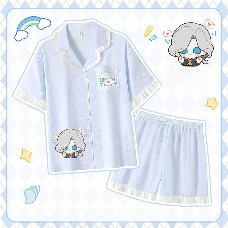 Game Identity Ⅴ Cute Print Pajama Set Women Short Sleeve Shirt Shorts Anime Cosplay Costume for Halloween Party Daily Home Wear