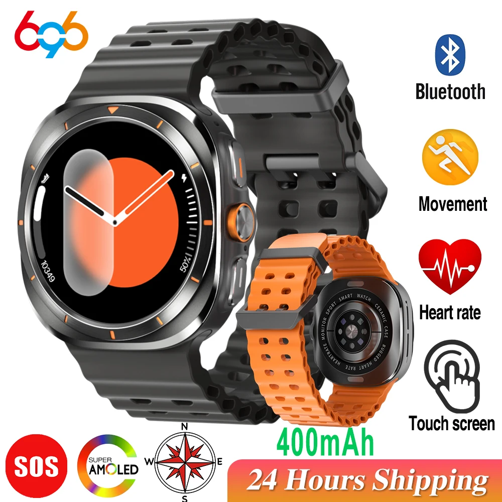 

SOS Amoled Blue Tooth Call Smart Watches Men Sports Fitness Voice Assistant 24H Heart Rate Health Waterproof Smartwatch Compass