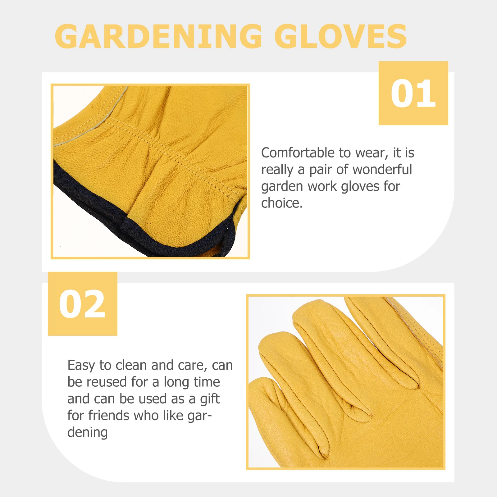 

Cowhide 1 Pair Smooth Gardening Work Gloves Puncture Proof Protective Gloves for Heavy Duty Farm Weeding Pruning