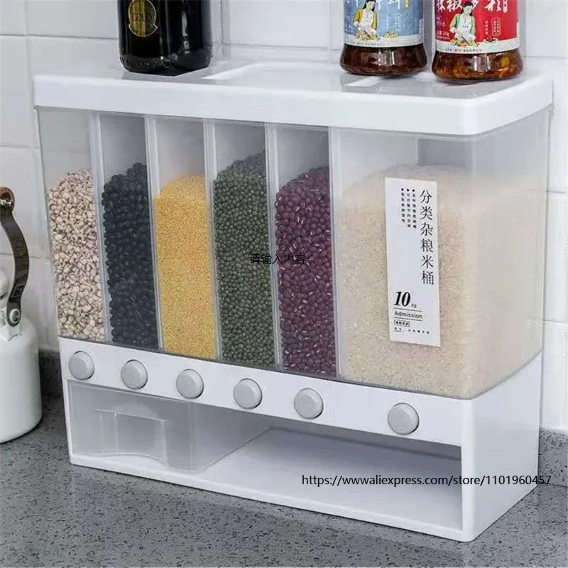 Rice Separate Bucket Grain Sealed Container Dry Food Dispenser Grain Storage Jar Kitchen Organizer Container Box Storage Box