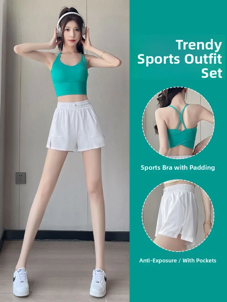 

Women's Fitn Sports Set Qui Dry orts Top Morning Run Marathon Exercise Gym ort Sve round Ne Two Piece Set