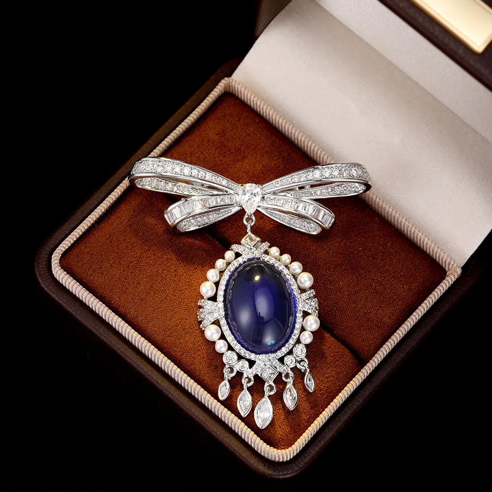 

High-end, niche and fashionable tassel bow brooch, luxurious and exquisite brooch, corsage coat accessory