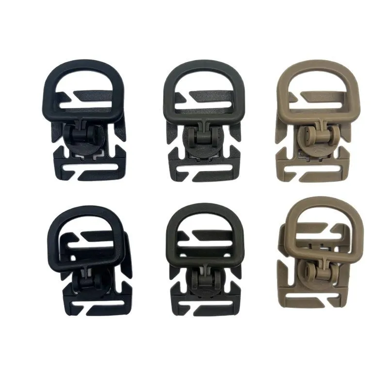 2Pcs Tactical 360 Rotation D-Ring Clips Plastic Hydration Tube Buckle Management Tool for MOLLE Webbing Attachment Backpacks