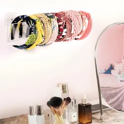 Wall Mounted Acrylic Jewelry Display Organizer Hairband Display Storage Rack Simple Glue Punch Installation Headband Rack