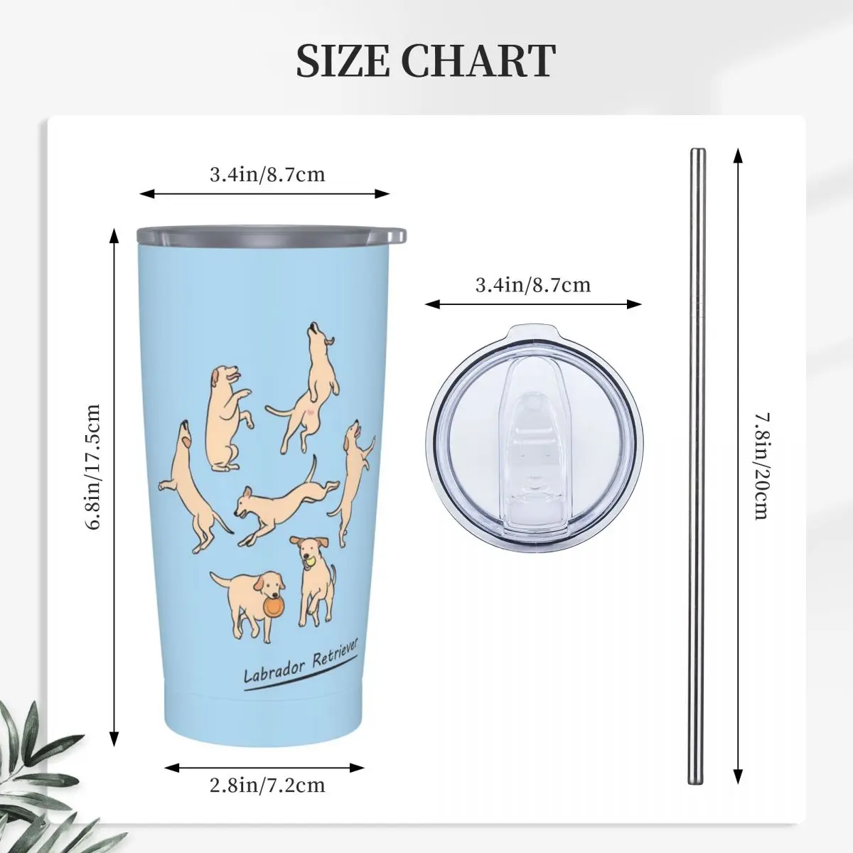 Playing Light Yellow Lab Labrador Retriever Stainless Steel Tumbler Vacuum Insulated Mug Thermal Cold Cups Straws With Lid 20oz